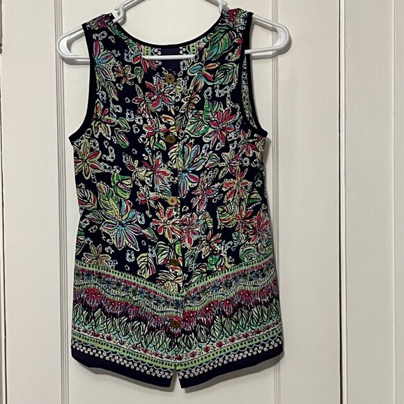 Lilly Pulitzer Iona tank blouse 100% silk Not Too Catty print size small preppy - Picture 4 of 9